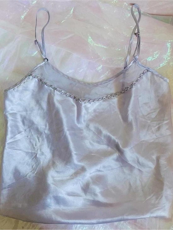 california dynasty Tops - Vintage Light Lavender Purple Rosette Satin Camisole Top